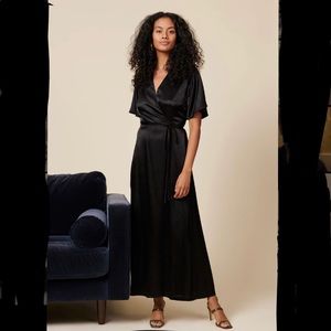 NWT Whimsy & Row Lola Silk Wrap Dress in Black